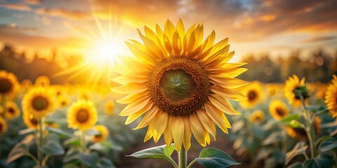 Double Exposure Sunflowers: Vibrant Yellow Blooms on White Background
