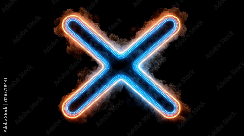 Poster pulsating neon hues on vibrant canvas with abstract marks and effects