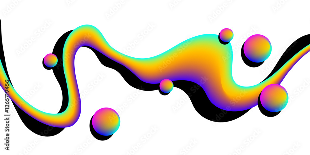 Poster 3d abstract colorful fluid design. modern white background with wave colored lines. liquid gradient 