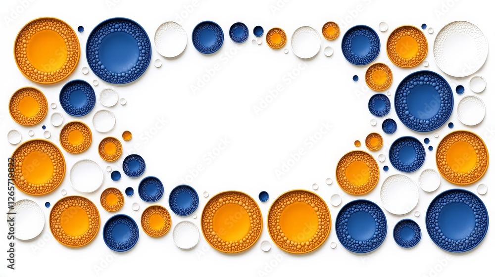 Poster vibrant overlapping circles and textures on canvas background
