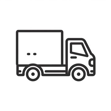 recommend clip art: Simple black line drawing representing a delivery truck, ideal for shipping, transportation and logistics concepts