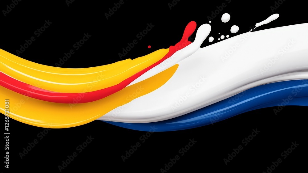 Poster vibrant dynamic strokes of color on dark background for design