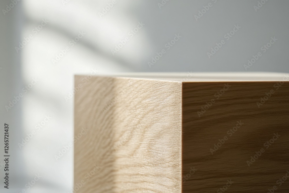 Leinwandbilder Wooden block with smooth edges illuminated by soft natural light in a minimalist setting