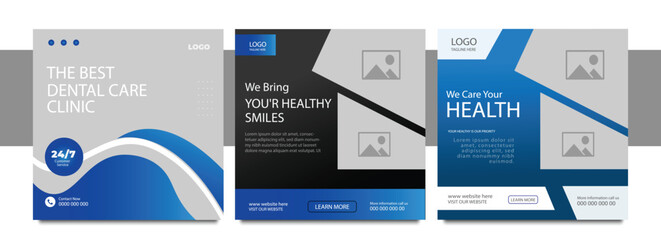 Set of Medical social media post and banner design template. Healthcare social media post . Suitable for social media post, banners, signs, flyers, and websites.