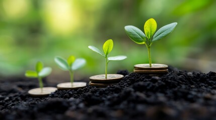Tree in magnifying glass and green globe green business ideas Finance and Investment for Sustainability and Carbon Credits