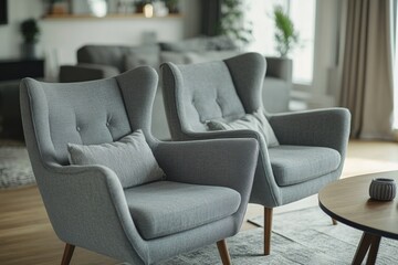Two chairs and a coffee table in a cozy living room setting
