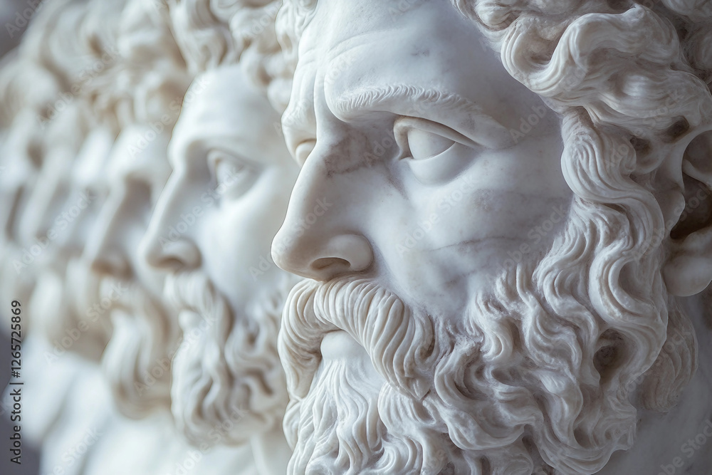 Poster generative ai bas-relief sculpture combining classical artistic themes with modern world attributes