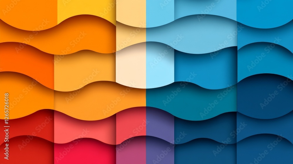 Poster vibrant mosaic of textured papers in colorful waves and patterns