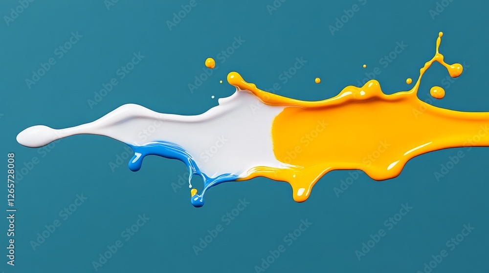 Poster vibrant splash of color exploding on deep teal canvas background