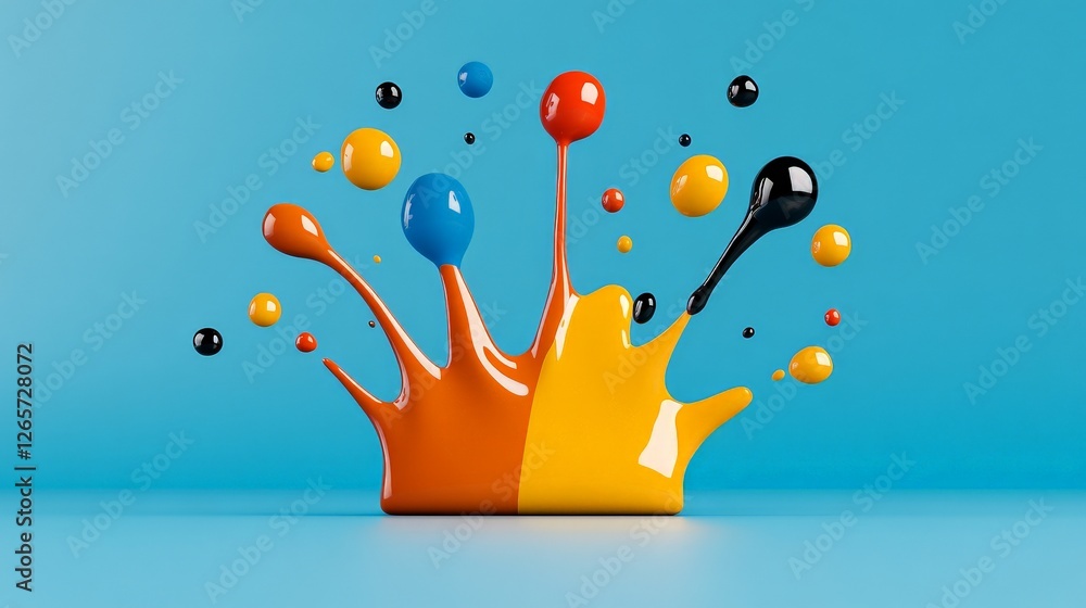 Poster vibrant splash of color explodes onto deep teal canvas background