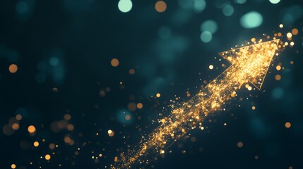 Obraz premium Upward arrow with glowing particles symbolizing business growth and success.