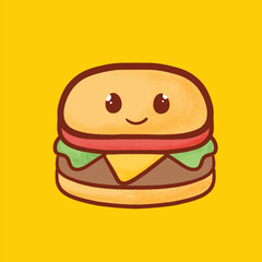 A fun and artistic vector illustration of a burger cheese in a doodle-style design. 