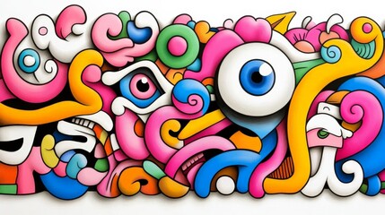 Obraz premium Colorful Hand-Drawn Patterns Forming a Vibrant Tapestry Artwork