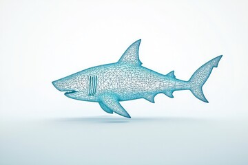 Naklejka premium 3D line icon showing a shark, minimalist design on clean white backdrop.