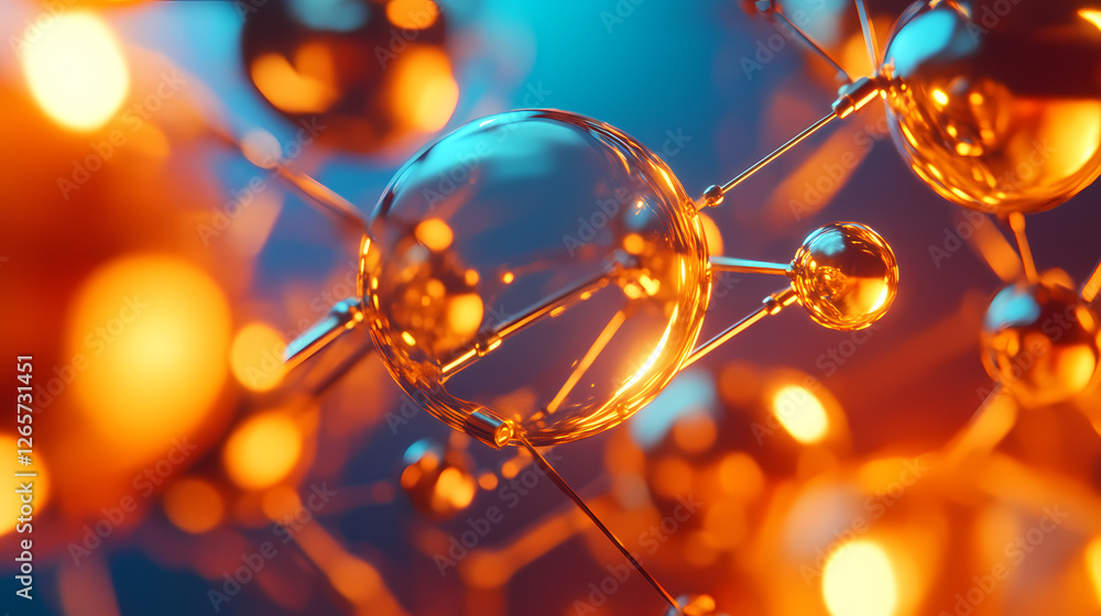 Poster abstract network of transparent spheres with gradient background