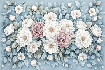 Illustration of flowers for greeting card.