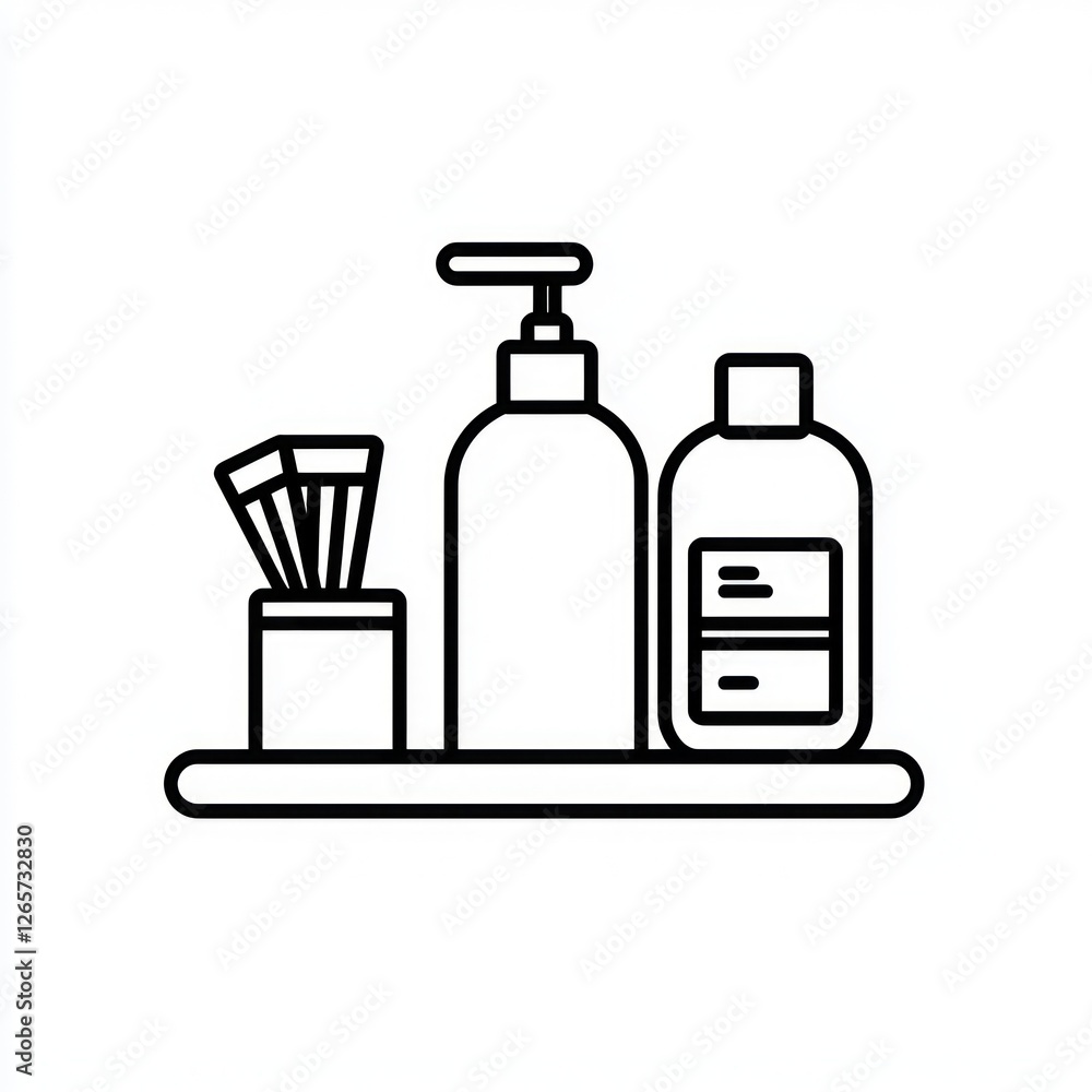 Poster 3d line icon representing cleanliness and hygiene tools for maintaining a sanitized environment.