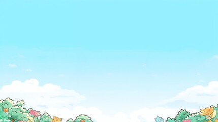 Naklejka premium Colorful floral background with blank space for text in a bright blue sky 