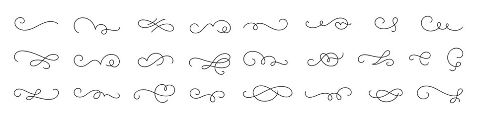 Swirl vector set. Decoration stroke. Calligraphy classic swirl set.
