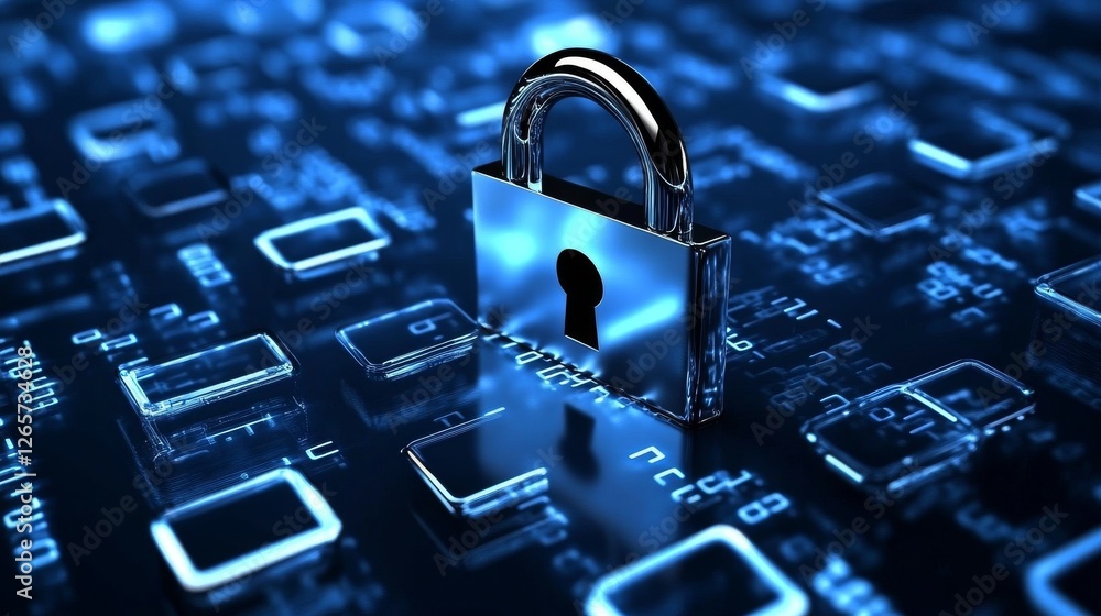 Poster network security system. personal data information on tablet.information and cyber security technolo