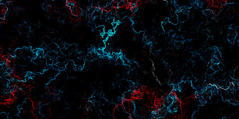 Galaxy design background with thunder strike effect nebula design. Dark background abstract design with neon red, blue star field fantastic outer view space. Cosmic fractal light blue star field art. © Fannaan