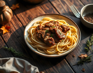 Fototapeta premium spaghetti with meatballs, pasta with meatballs, spaghetti with meatballs and tomatoes