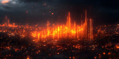 Fototapeta premium vibrant, futuristic bar graph representing sales trends in digital landscape