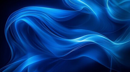 Fototapeta premium Abstract blue flowing waves, dark background, digital art, website design