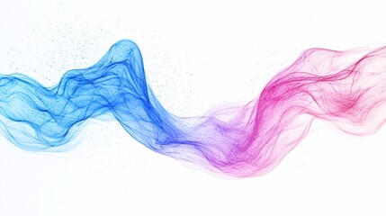 Fototapeta premium Abstract blue pink waves flowing, white background, design element