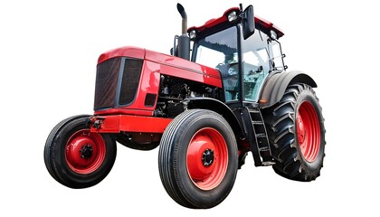 Obraz premium High-resolution Classic Farm Tractor isolated on white background for agricultural and farming design projects, ideal for creating realistic rural landscapes and farm equipment