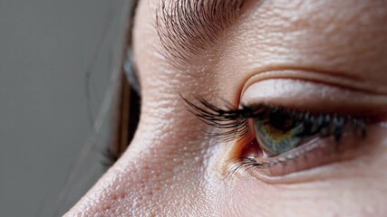 4K close-up scene capturing the mesmerizing eyes of young individuals from diverse ethnic backgrounds as they slowly open and close their eyes.