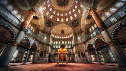 Naklejka premium The Süleymaniye Mosque (Turkish: Süleymaniye Camii, Turkish pronunciation: [sylejˈmaːnije]) is an Ottoman imperial mosque located on the Third Hill of Istanbul, Turkey. The mosque was commissioned by 