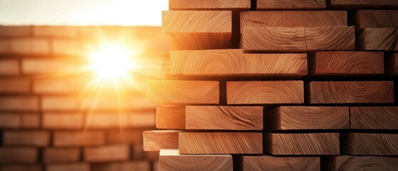 Sunrise over stacked lumber timber yard photography natural environment close-up wood supply