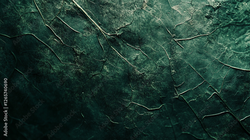 Poster close-up of dark green stone texture with cracks, showcasing the intricate patterns and depth. the p