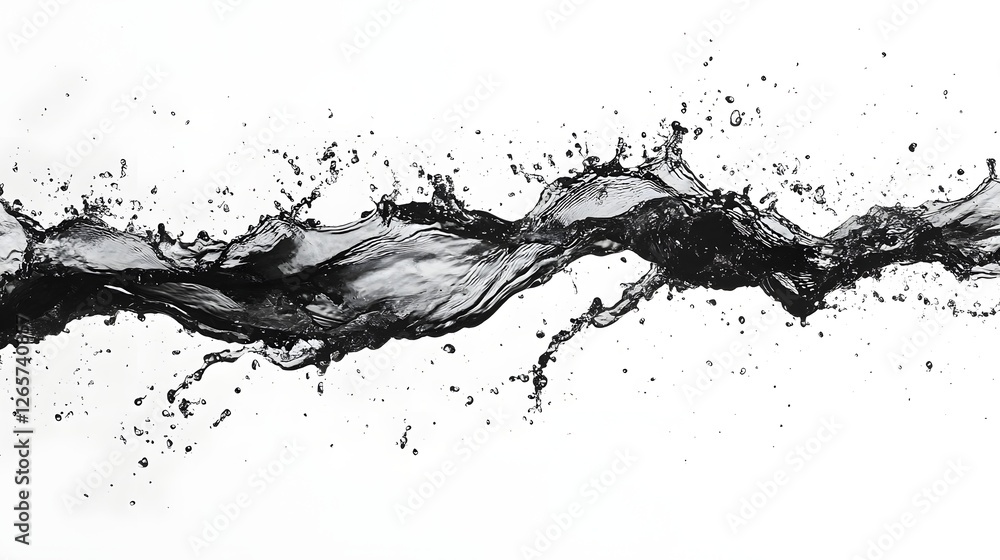 Poster dramatic and dynamic fluid motion in a striking monochrome splash capturing the power energy and ele
