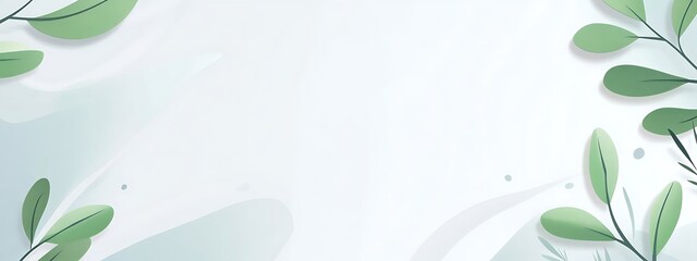 Minimalist abstract White background with mint green abstract floral elements
