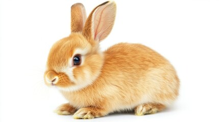 Obraz premium Adorable rabbit in close-up, centered on white background, symbolizing purity and innocence. 