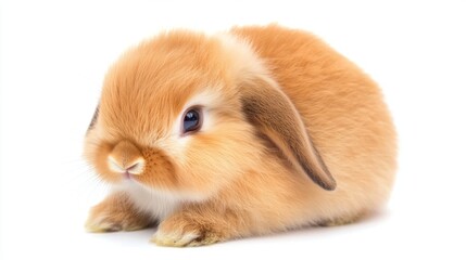 Fototapeta premium Adorable rabbit in close-up, centered on white background, symbolizing purity and innocence. 