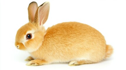 Obraz premium Adorable rabbit in close-up, centered on white background, symbolizing purity and innocence. 