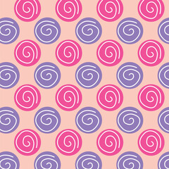 Cut pink and purple colored circle swirl seamless pattern 