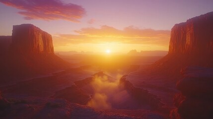 Canyon Sunrise, Majestic Landscape, Dramatic Sunset,  Desert Horizon