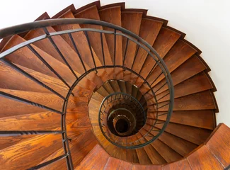 Poster Wooden spiral staircase.