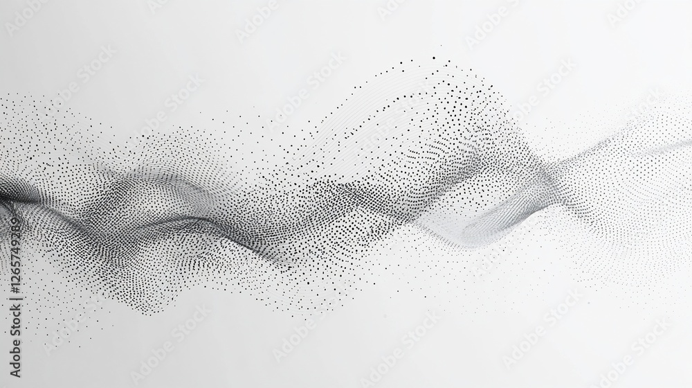 Poster abstract particle wave flowing on white background