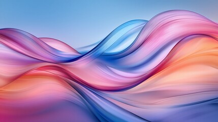Fototapeta premium Abstract pastel waves flow, soft blue sky background, digital art, website design