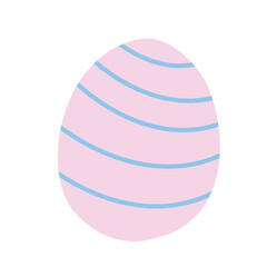A pastel pink Easter egg featuring blue curved stripes on a white background. Great for holiday decorations, greeting cards, and creative designs. 