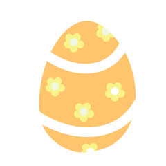 A single yellow Easter egg with a floral pattern on a white background. Ideal for festive decorations, greeting cards, and digital designs. 