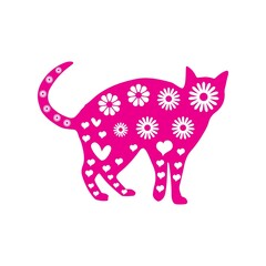 Cat clip art design on plain white transparent isolated background for card, shirt, hoodie, sweatshirt, apparel, card, tag, mug, icon, poster or badge