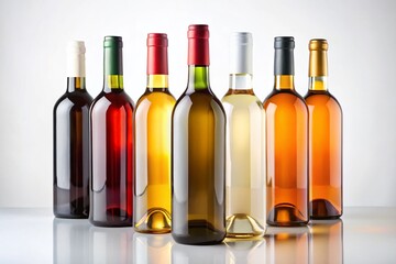 Obraz premium Elegant Wine Bottles with Blank Labels, Isolated on White Background - Perfect for Mockups