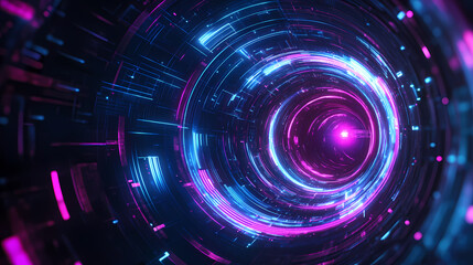 Obraz premium Sci-Fi Wormhole: Glowing Portal in Blue and Purple Hues