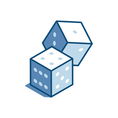 isometric vector linear icons of dice, in color on white background, game or luck
